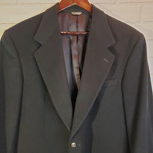 Vintage Bill Blass Black Camel Hair 2 Button Blazer Mens 40R